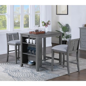 3-Piece Dining Set with Rectangular Table, Storage Shelves and 2 Chairs - 1 of 4