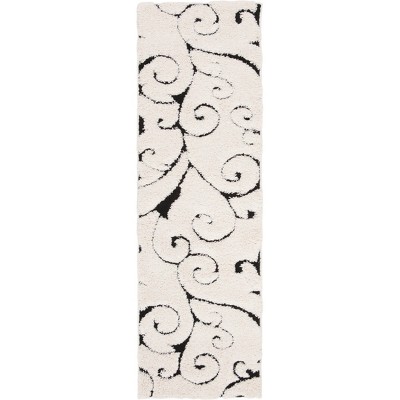 2'3"x7' Runner Swirl Loomed Rug Ivory/Black - Safavieh