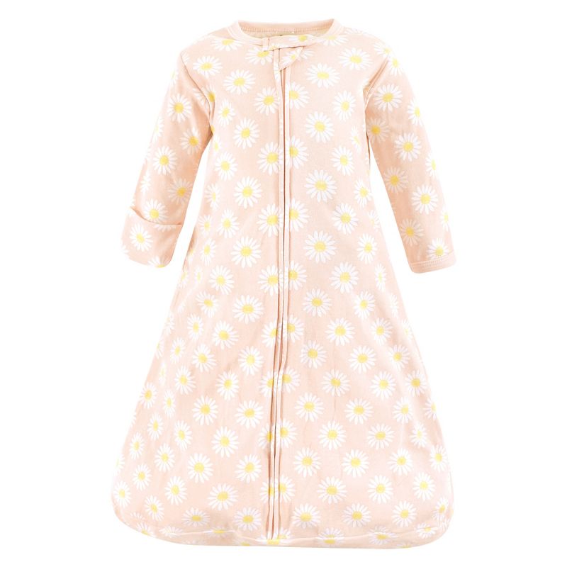 Hudson Baby Infant Girl Cotton Long-Sleeve Wearable Sleeping Bag, Sack, Blanket, Lemon Daisy Long Sleeve, 4 of 5