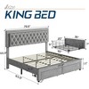 AMERLIFE Bed Frame with LED Lights&Storage Drawers, Velvet Upholstered Platform Bed - 2 of 4