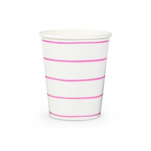 Daydream Society - Cerise Frenchie Striped 9 oz Cups - Pack of 8 Paper Cups - 1 of 2