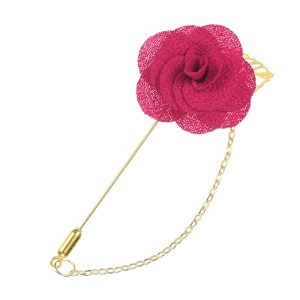 Unique Bargains Wedding Camellia Flower Lapel Pin with Leaf Brooch for Men Suit 3.5 x 1.6 Inch 1 Pc - 1 of 4