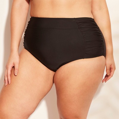 plus size black high waisted swim bottoms