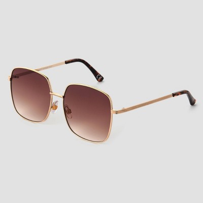 Women&#39;s Metal Oversized Square Sunglasses - Universal Thread&#8482; Brown