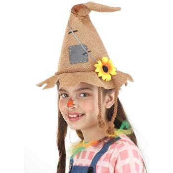 HalloweenCostumes.com    Scarecrow Costume Kid's Hat, Gray/Yellow/Brown
