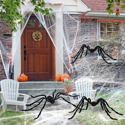 Joyfy 3pcs Halloween 63'' Hairy Huge Realistic Spiders, Indoor Outdoor and Yard Creepy Decor,Halloween Party Garden Haunted House Decorations