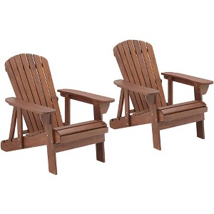 Teal Island Designs Fletcher Dark Wood Outdoor Reclining Adirondack Chairs Set of 2 - 1 of 4