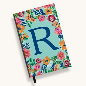 Personalization Mall Flowery Initial Journal, Blue Aqua - 1 of 4
