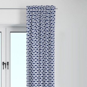 Bacati - Aztec Kilim Navy Cotton Printed Single Window Curtain Panel - 1 of 4