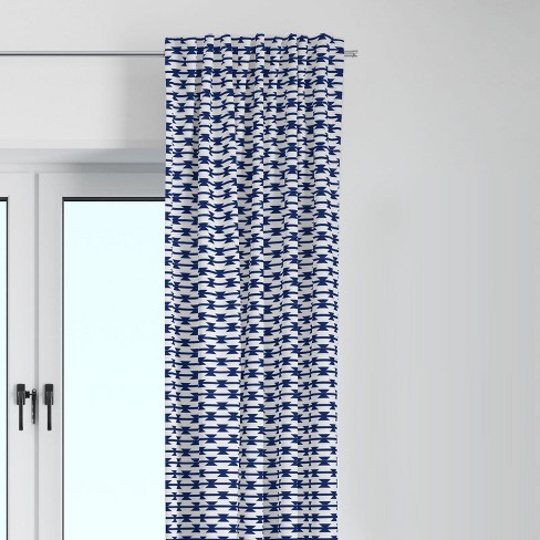 Bacati - Aztec Kilim Navy Cotton Printed Single Window Curtain Panel - image 1 of 4