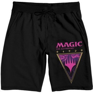 Magic the Gathering Planeswalker Symbols Logo Men's Black Drawstring Sleep Pajama Shorts - 1 of 3