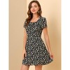 Allegra K Women's Printed Summer Casual Square Neck Short Sleeve Fit and Flare Dress - 2 of 4