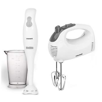 Courant 150W 5-Speed Hand Mixer with 2-Speed Hand blender and measuring Cup, White