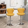 Roundhill Furniture Ellston Upholstered Adjustable Swivel Barstools in Yellow, Set of 2 - 3 of 4