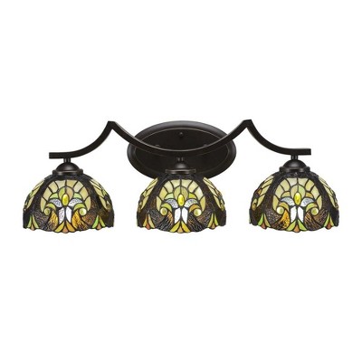 Toltec Lighting Zilo 3 - Light Vanity in  Dark Granite with 7" Ivory Cypress Art Glass Shade