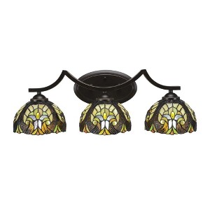 Toltec Lighting Zilo 3 - Light Vanity in  Dark Granite with 7" Ivory Cypress Art Glass Shade - 1 of 1