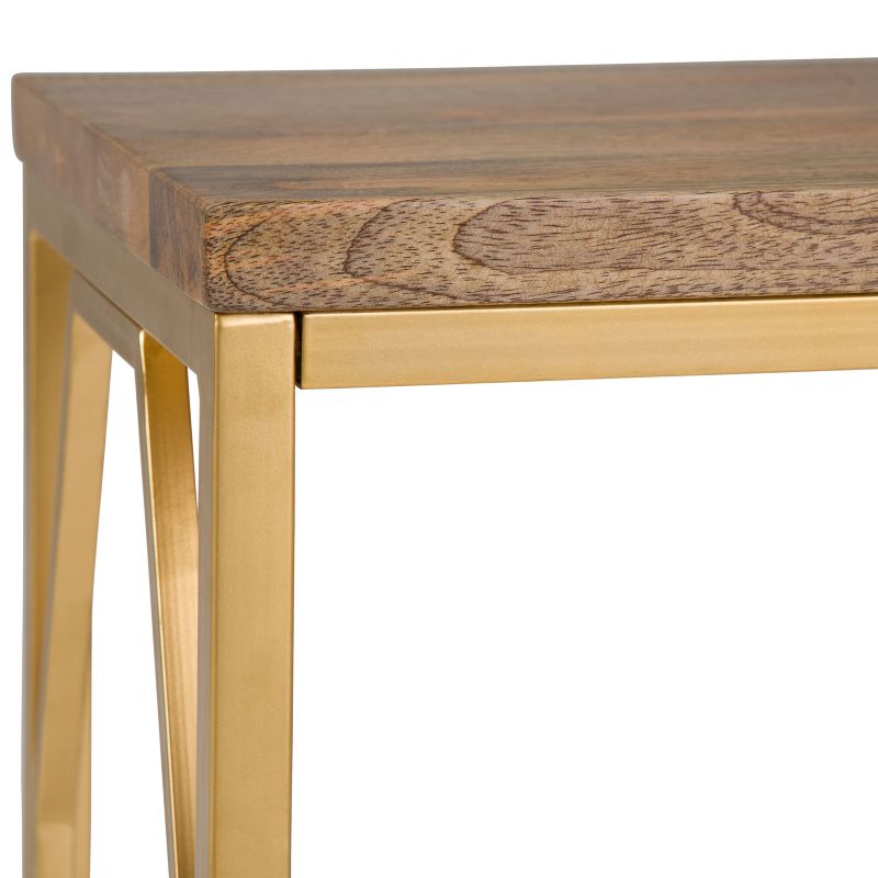 13&#34; Ebsen Metal and Wood Accent Table Natural/Gold - WyndenHall, 5 of 11