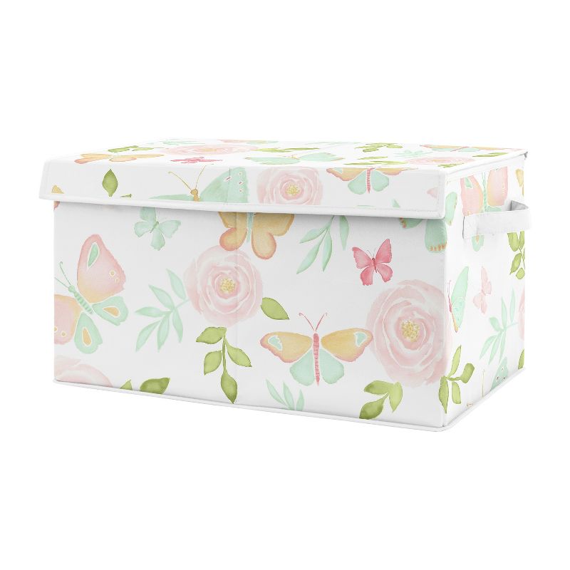 Sweet Jojo Designs Girl Fabric Storage Toy Bin Bunny Floral Pink and Green, 1 of 6
