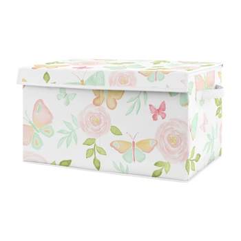 Sweet Jojo Designs Girl Fabric Storage Toy Bin Bunny Floral Pink and Green