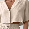 Women Set with Button-Down Top & Elastic Waist – Short Sleeve, Wide Leg, Polyester-Cotton Blend Cherie Code - 4 of 4