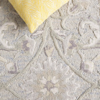 Light Blue and Ivory Square Hand-Tufted Wool Area Rug