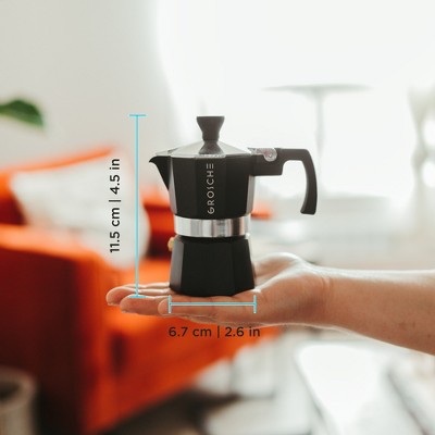 GROSCHE Milano Black Aluminum Stovetop Espresso Maker