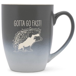 100 North Hedgehog Design 10 Ounce Gray and White Two Toned Ombre, Comfortably Fits Your Hands, Ceramic Tea Coffee Cup Mug, Gotta Go Fast! - 1 of 1