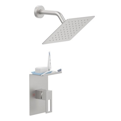 8-inch Showerhead Rain Shower Faucet With Storage Rack