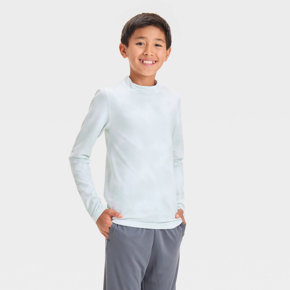 Boys' Long Sleeve Fitted Performance Mock Neck T-Shirt - All In Motion™ White L (10/12)