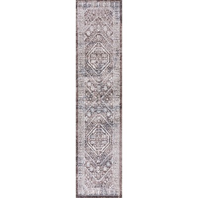 Bohemian Medallion Brown/Ivory Synthetic Area Rug - Easy Care