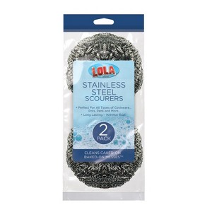 Stainless Steel Wool Scourer -Jumbo Sized- 35 Grams, by LOLA, Curled Flat Wire, Cleans Caked On & Baked On Messes on Cookware, 1 Pack - 1 of 4
