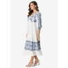 Roaman's Women's Plus Size Tiered Embroidered Dress - 3 of 4