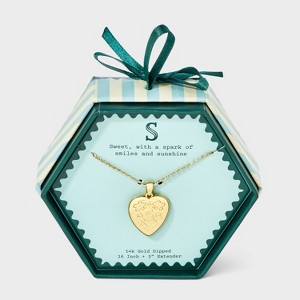 14K Gold Dipped Heart Charm Initial Necklace - A New Day™ Gold - 1 of 4