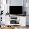 Farmhouse TV Stand for Televisions up to 65 Inches, Entertainment Center with Sliding Barn Doors, Storage Cabinets＆Adjustable, White & Brown - 2 of 4