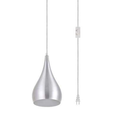 Burnished Nickel Teardrop Plug-In Pendant Light