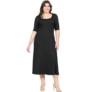 Plus Size Elbow Length Sleeve Maxi Dress - 24seven Comfort Apparel™ - 1 of 4