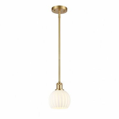 White Venetian - 1 Light Stem Hung Mini Pendant In Modern Style-8 Inches Tall and 6 Inches Wide