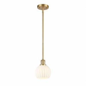White Venetian - 1 Light Stem Hung Mini Pendant In Modern Style-8 Inches Tall and 6 Inches Wide - 1 of 1