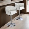 Leovsnove 360° Fabric cover Swivel Bar Stools Set of 2, Adjustable Counter Height Bar Chairs with Woven Back & Footrest - 2 of 4
