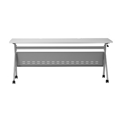 Gray Laminate Flip Top Training Table with Metal Frame