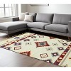 Red Blue And Beige Wool Geometric Flatweave Handmade Area Rug With Fringe - 2 of 4