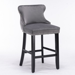 NicBex Dining Chairs Set of 2 Bar stool Upholstered Chair Contemporary Velvet Barstools with Button Tufted Decoration and Wooden Legs - 1 of 4