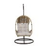 GDFStudio Emmie Outdoor Wicker Hanging Chair with Iron Stand and Water Resistant Cushion - 4 of 4