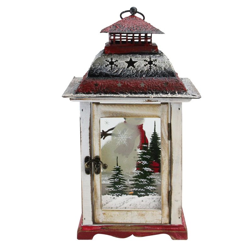 Northlight 14.5" Rustic Red and White Snowman Christmas Scene Candle Lantern, 2 of 7