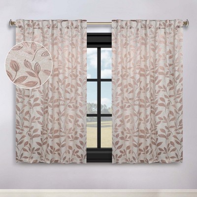 Leaves Room Darkening Semi-Blackout Curtains With Back Tabs, Set of 2 by Blue Nile Mills