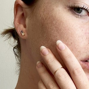 Domino Duo Crystal Studs in Gold - Honeycat - 1 of 4