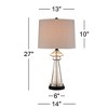 360 Lighting Traditional Table Lamps 27" Tall Set of 2 Clear Champagne Glass Taupe Drum Shade for Bedroom Living Room House Bedside Nightstand Office - 4 of 4