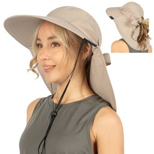 SUN CUBE Wide Brim Sun Hat with Neck Flap, UPF50+ Hiking Safari Fishing Hat for Womens, Sun Protection Beach Hat - 1 of 4