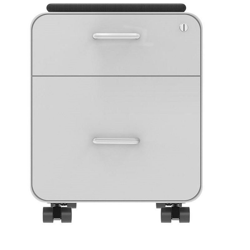 Monoprice Round Corner 2-Drawer File Cabinet - White, Lockable With Seat Cushion - Workstream Collection, 5 of 7