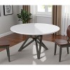 HomeRoots 47" White and Gray Wood and Stainless Steel Cross Leg Base Round Top Dining Table - 2 of 4